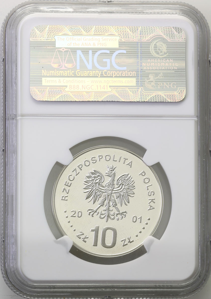 III RP. 10 złotych 2001 Jan III Sobieski półpostać NGC PF69 ULTRA CAMEO (2 MAX)